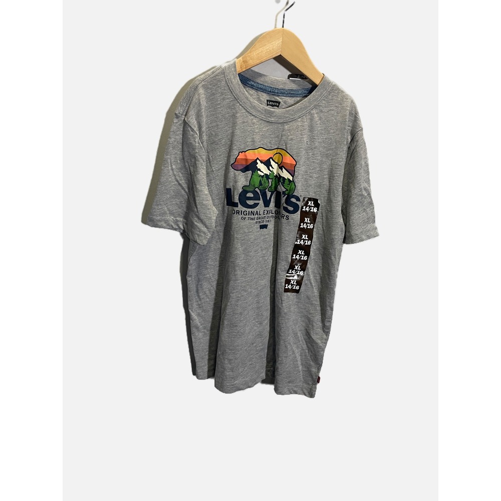 Levis Graphic‎ Tee Youth XL 14/16 Gray Bear Mountain Explorers Outdoor Shirt